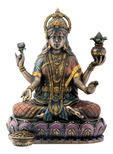 Estatua Exhibici On Bronce Diosa Hind U Lakshmi Lotus