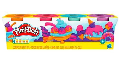 Play Doh Pack 4 Botes 112 Gr Hasbro Varios Colores