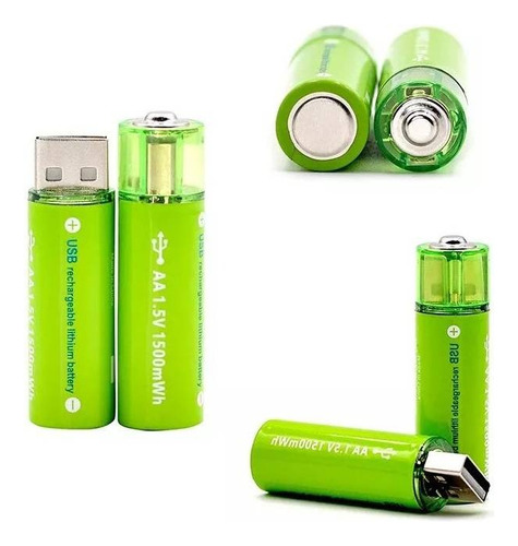 Baterias Recargables Aa Usb 1800wh 1.5v 2 Piezas Doble A