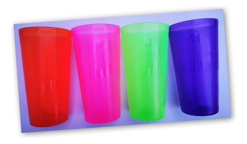 10 Vasos 500ml Plástico Flexible Resistente Económico Grabad Color Colores