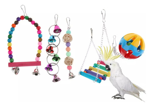Z Juego De 5 Pájaros, Loros, Periquitos, Jaula, Accesorio De