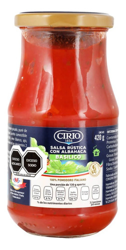 Cirio Salsa De Tomate Rústica Con Albahaca 420 Gr Basilico