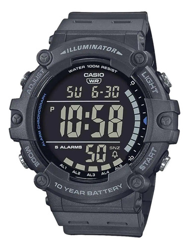 Reloj Casio Ae-1500wh-8bvcf Illuminator Dual Time-gris Gris Gris Negro