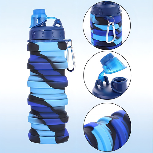 Botella Termo Plegable Silicon 500 Ml Gym Grado Alimenticio