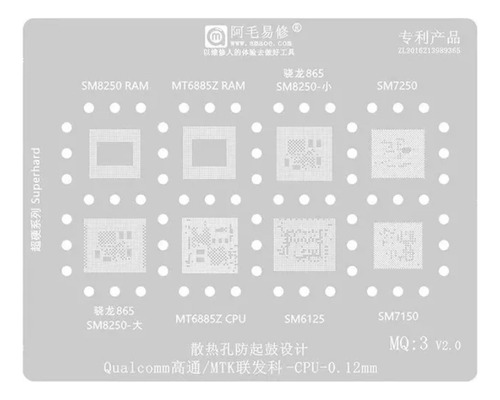 Stencil Reballing  Mq3 Sm8250 Sm7250 Sm7150 Mt6885z Sm6125