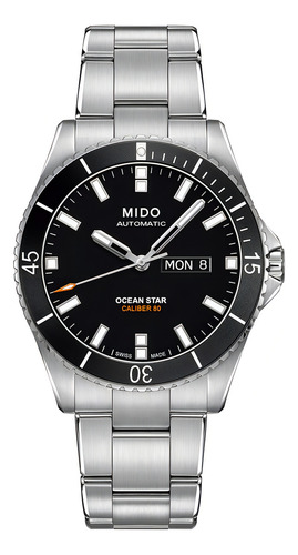 Relógio Mido Ocean Star Captain M0264301105100 Automatico Cor da correia Prateada Cor do bisel Preto Cor do fundo Preto