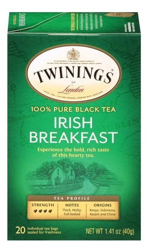 Té negro Twinings Irish Breakfast 20 unidades 40g