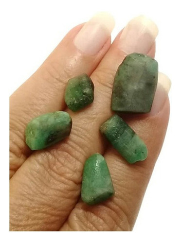 Esmeralda Rolada 45.00 Cts Bruto Kit 05 Pedras Selenita A Verde Translucido Cor Forte Pedra Preciosa Extra Da Bahia Garantia Eterna