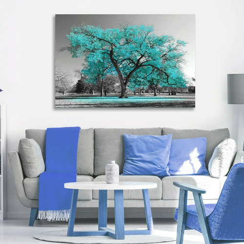 Cuadro Arbol Turquesa Decorativo Moderno 60x90 Canvas Bastid