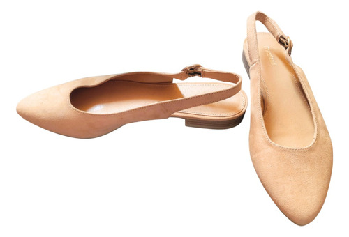 Zapatos Planos Punta Estrecha, Correa Ajustable Beige, Eu 39