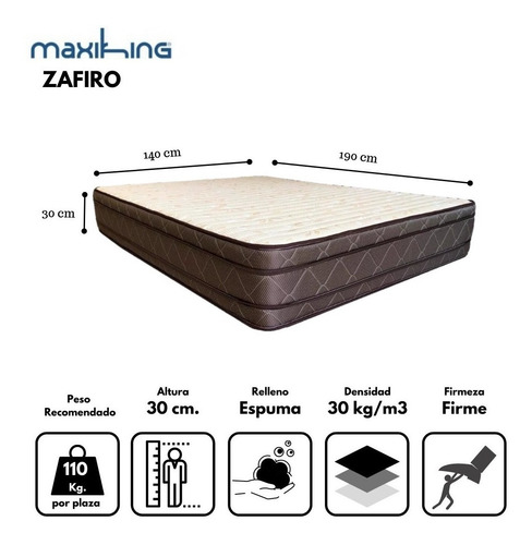 Imagen 3 de 10 de Colchón Espuma Firme 2 Plazas 140x190 Dual Euro 30cm 110kg