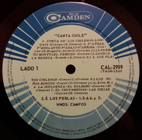 Hermanos Campos - Los Perlas - Canta Chile Lp (Usado)