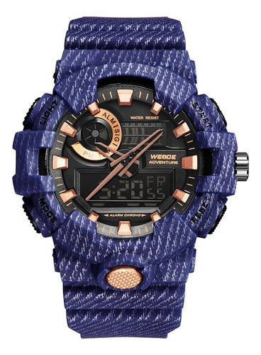 Relógio Masculino Weide Anadigi Wa3j8007 - Azul E Rosé