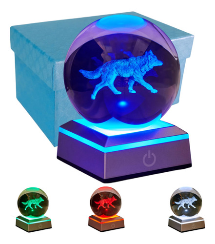 Liufidgettooy Lámpara De Bola De Cristal De Lobo 3d Con Ba.