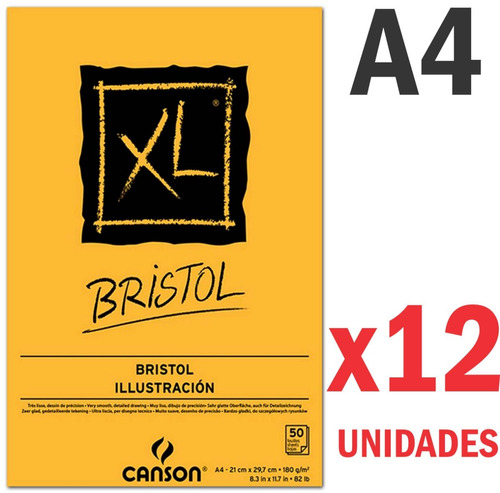 12 Block Canson Xl Bristol A4 Ilustracion 180g Grafito Tinta