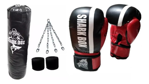 Bolsa Boxeo 90cm Con Relleno+cadena+ Vendas+guantes Con Gel