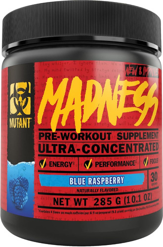 Mutant Pre Entreno Madness 30 Servicios Sabor Blue Raspberry