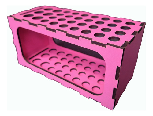 Caixa Organizadora De Mesa Para Lapis Canetas Canetinhas Mdf Cor Rosa