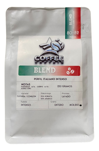 Café De Grano Coffee Captain, Italiano Intenso 250 Gr