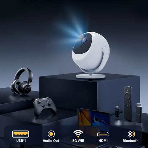 180° Proyector Inteligente Android 11 Con Enfoque Automático