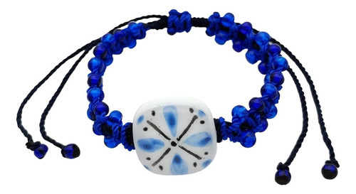 Pulsera Tejida Chaquiron Azulejo Diámetro 7 Cm Largo 15 Cm