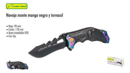Navaja Táctica Pavonada Calavera Negra Lion Tools 9469 Color Negro