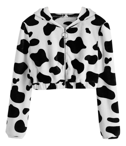 Blusa D Para Mujer Con Estampado De Vaca, Manga Larga, Con C