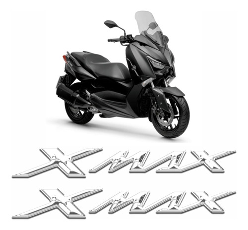 Par Adesivo Emblema Scooter Yamaha Xmax 2020 A 2023 Cromado