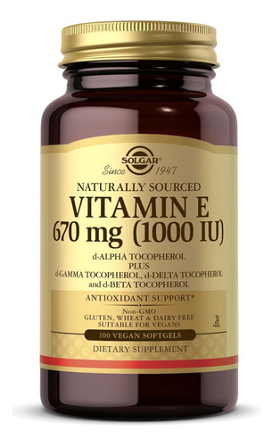 Vitamina E 670 Mg Solgar 100 Softgel Vegano