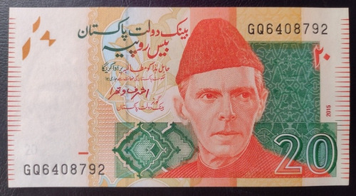 Billete De Pakistán Año 2015 Sin Circular De 20 Rupias 