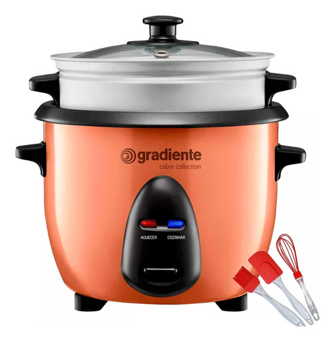 Panela Elétrica De Arroz Multiuso Vaporeira + Kit Culinário Cor Rosé Frequência 60 Hz 220v