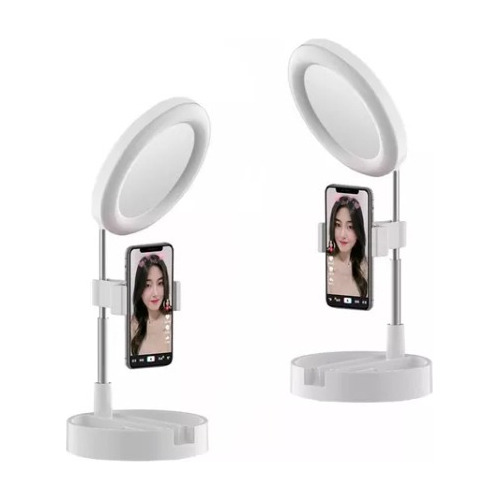 Espejo Con Luz Led Selfie + Soporte Celular Foto Maquillaje