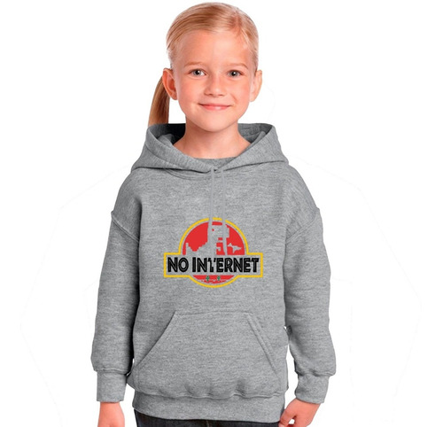 Imagen 4 de 6 de Buzo Gris No Internet Dinosaurio Jurasic Hombre Mujer Niños