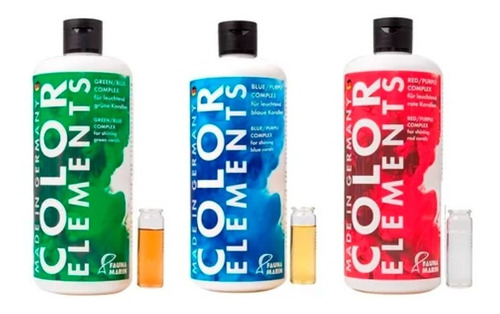 Kit Color Elements Green/blue/red 500ml Fauna Marin Corais