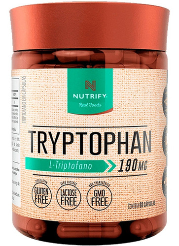 Tryptophan 190mg L-triptofano 60 Cápsulas Serotonina Nutrify Sabor Sem Sabor