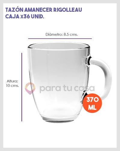 Imagen 2 de 9 de Set X 36 Tazón Vidrio Flint Amanecer Rigolleau Taza 375 Ml