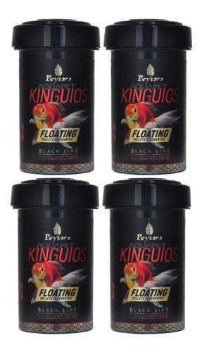 Kit 4 Unidades Ração Kinguio Black Line Floating 35g Poytara