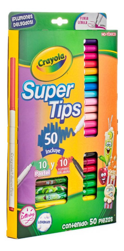 30 Supertips + 10 Plumones Aroma + 10 Plumones Pastel Crayol Color Multicolor