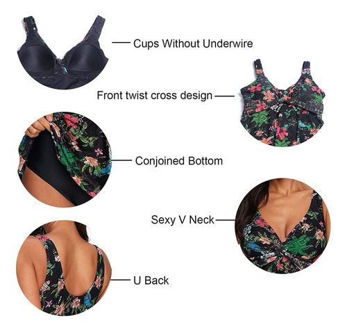 Traje De Baño Falda Ropa De V Cuello Para Mujer Tankini