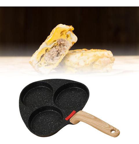 Sartén Antiadherente Para Huevos, Sartén 3 Agujeros Negro