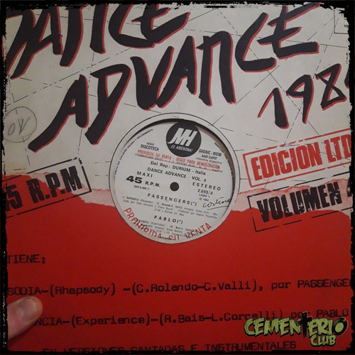 Mh Dance Advance Vol 4 - Passengers - Italo Disco Vinilo Lp