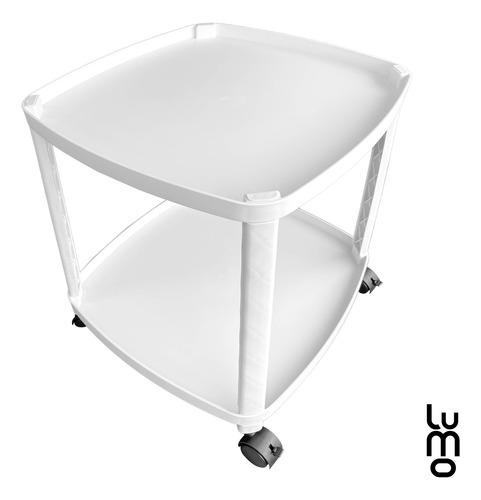 LUMO HOME Carrito Mesa de Servicio Auxiliar de Bar 2 Niveles Tipo Eams Ruedas, Asa y con Estante de Ajuste de Altura para Hogar Y Oficina