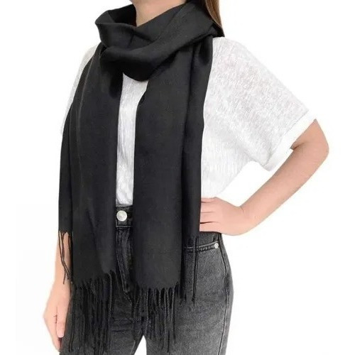 Bufanda Elegante Pashmina Chal Hombre Y Mujer En Color Negro