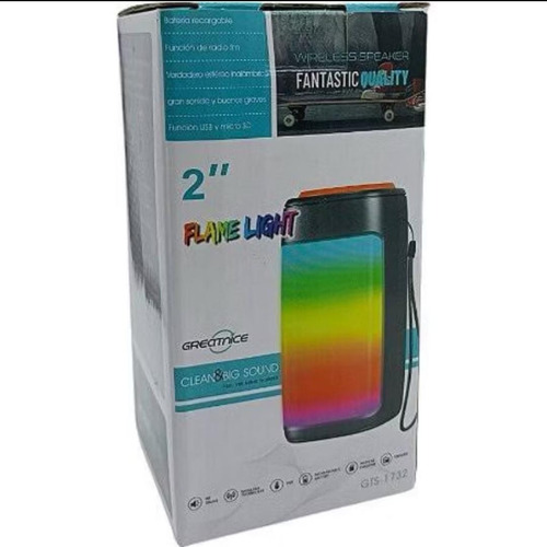 Caixa De Som Portátil Gts-1732 Greactnice Com Led