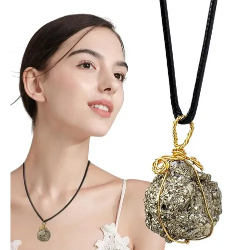 Raw Pyrite Stone Necklace Natural Crystal Stone