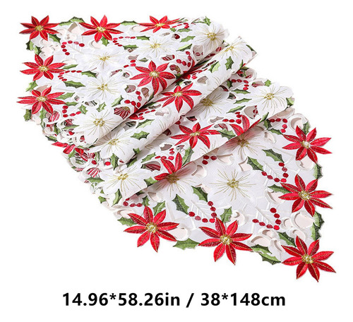 Mantel De Mesa Con Bandera Y Flores Navideñas Bordadas En Fo