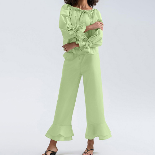Pantalones Largos De Manga Larga Para Mujer Con Forma De Pij