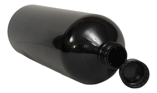 Botella Pet Negra 1000 Ml Con Tapa Inviolable 70 Pzas