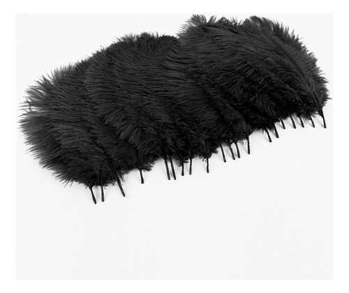 20 Plumas De Avestruz Naturales De 25 A 30 Cm, Color Negro,