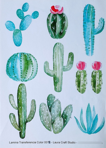 Imagen 4 de 5 de Transferencia Color Set Suculentas Y Cactus Laura Craft